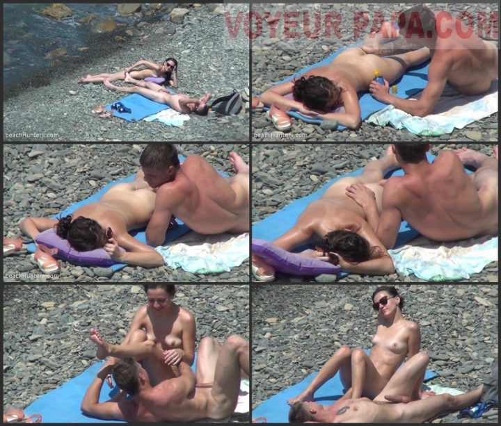 Hot teen couple caught fucking on the beach