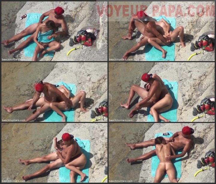 Hot teen couple caught fucking on the beach